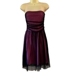 Styles Vintage Juniors M Strapless Dress with Tulle Overlay Y2K Prom Graduation